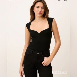 Rouje Square Trapeze Neck Ribbed Stretch Bodysuit